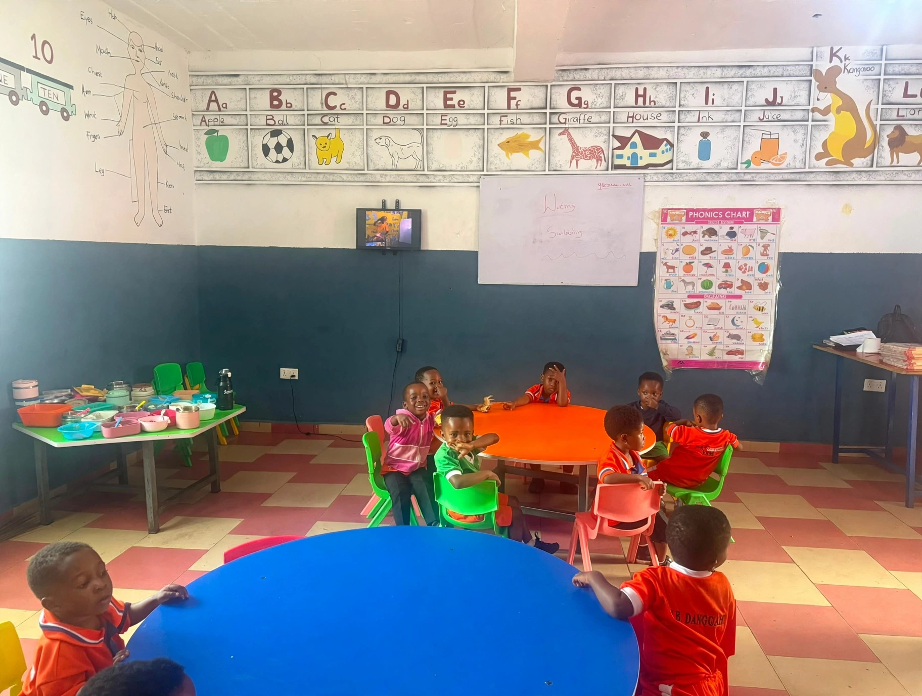 Young learners enjoying a colourful early-learning classroom