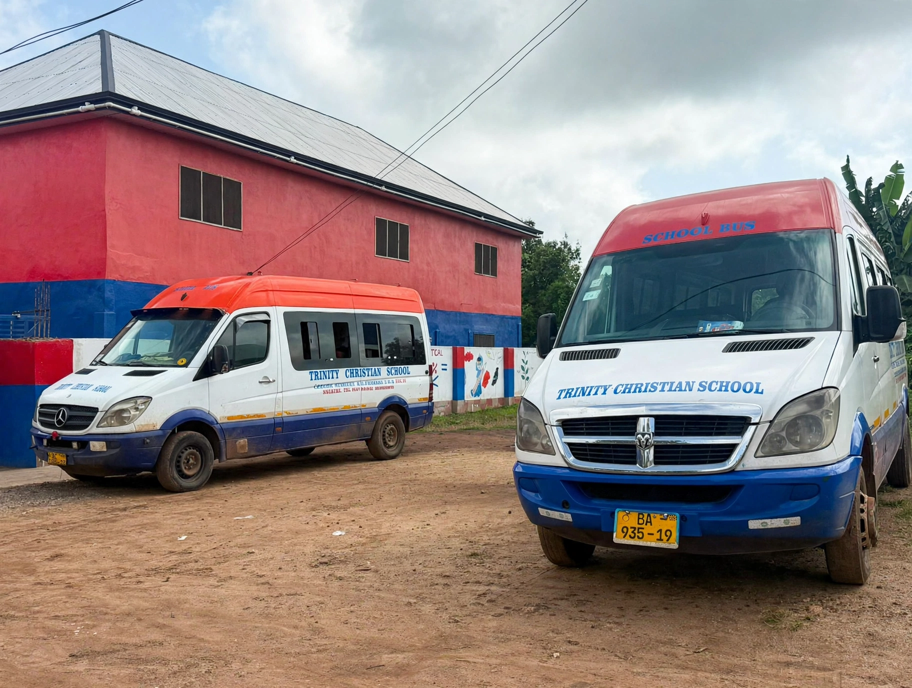 The school buses ready for the day