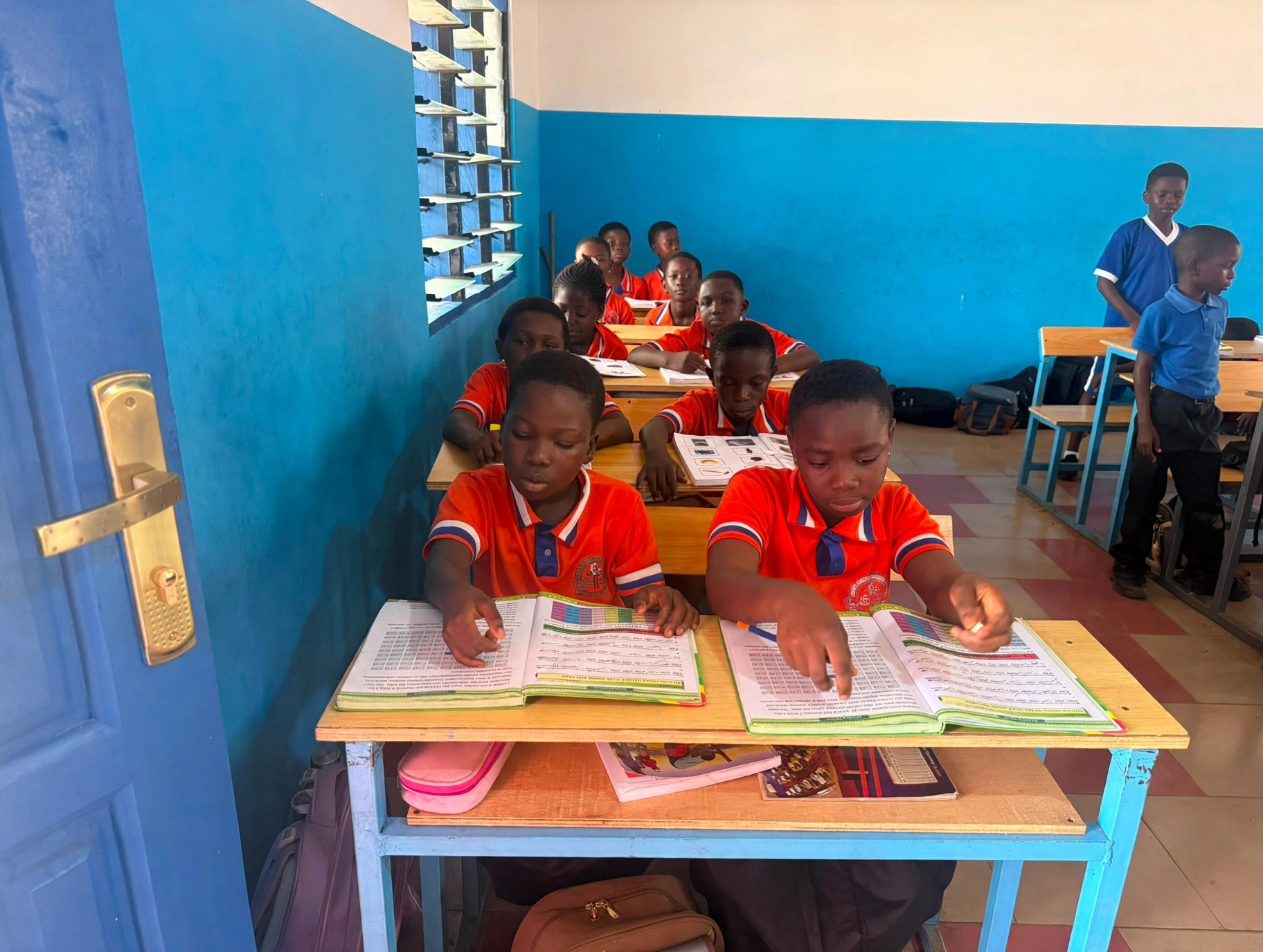 Pupils take their places for a lesson