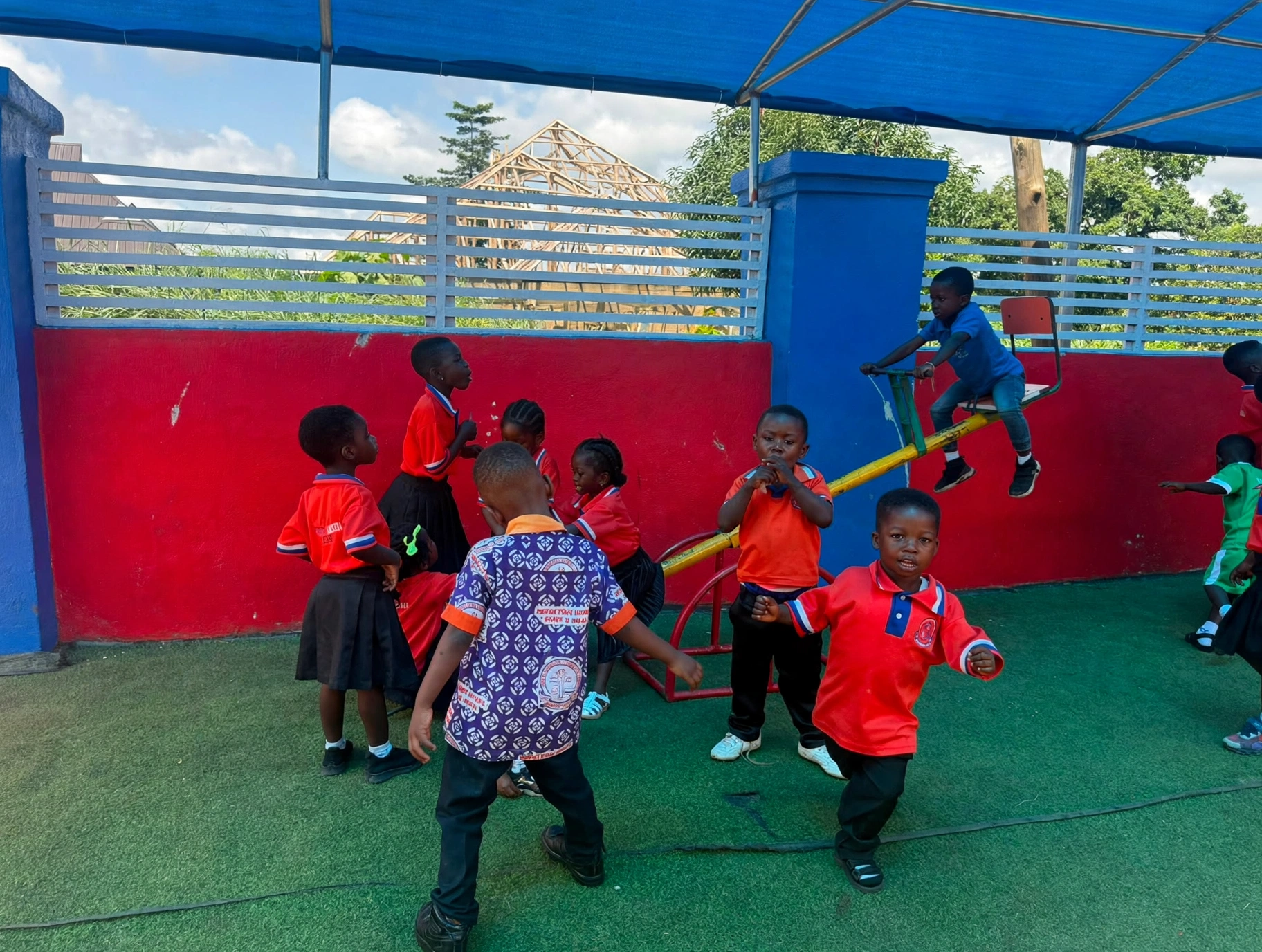 Learners enjoying playtime together in the school playground